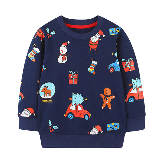 Baby Kid Boys Car Cartoon Print Christmas Hoodies Swearshirts Wholesale 221221170