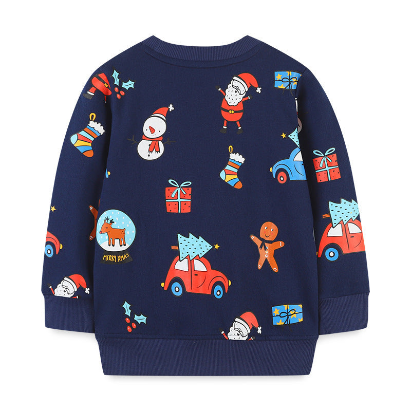 Baby Kid Boys Car Cartoon Print Christmas Hoodies Swearshirts Wholesale 221221170