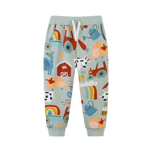 Baby Kid Unisex Animals Cartoon Ribbon Print Pants Wholesale 221221188