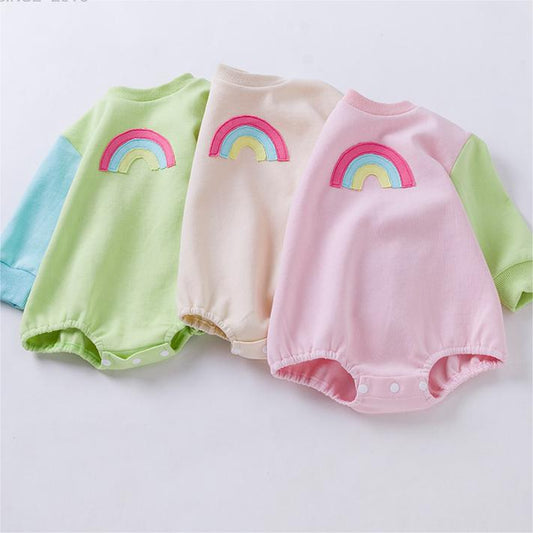 Baby Unisex Color-blocking Rainbow Embroidered Rompers Wholesale 221221215