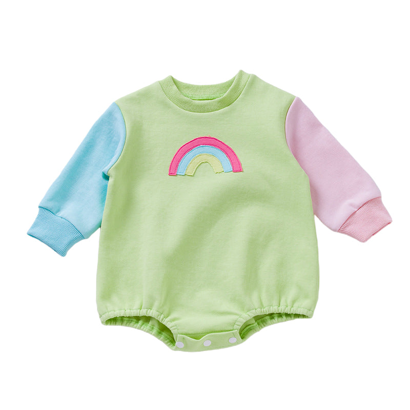 Baby Unisex Color-blocking Rainbow Embroidered Rompers Wholesale 221221215