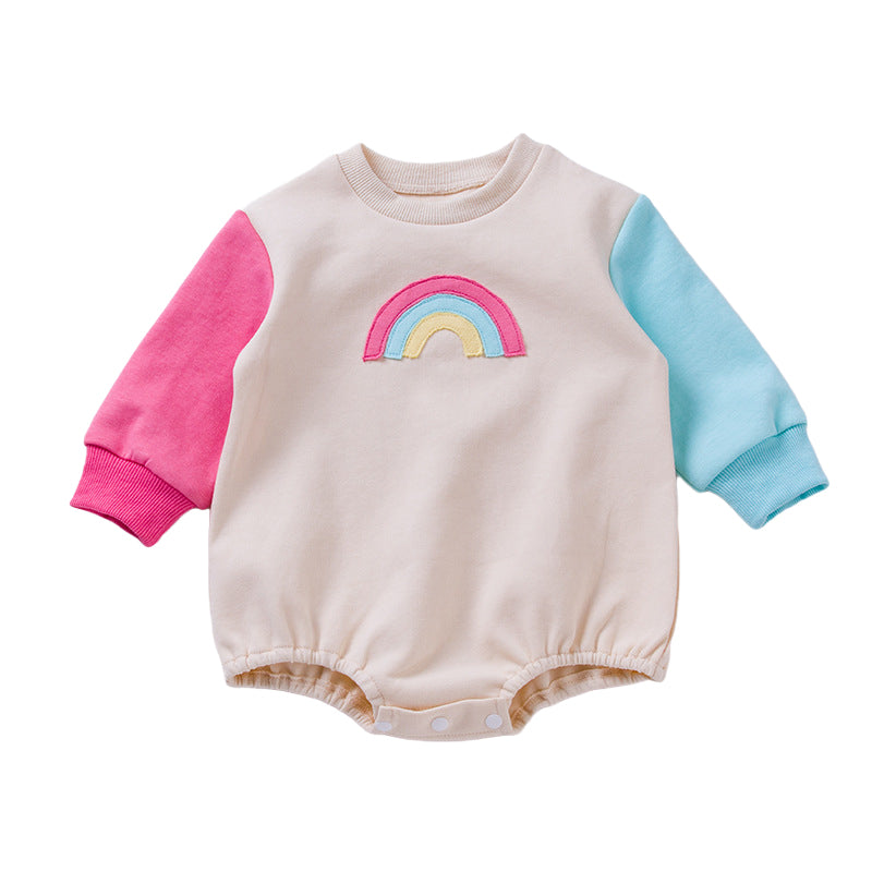 Baby Unisex Color-blocking Rainbow Embroidered Rompers Wholesale 221221215