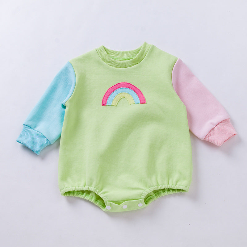 Baby Unisex Color-blocking Rainbow Embroidered Rompers Wholesale 221221215