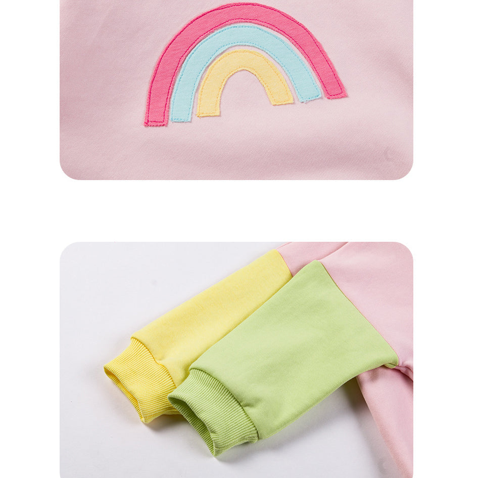 2 Pieces Set Baby Kid Unisex Color-blocking Rainbow Hoodies Swearshirts And Shorts Wholesale 221221224