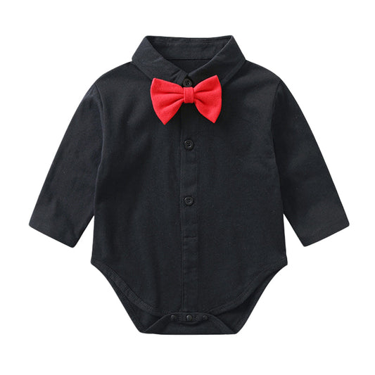 Baby Boys Solid Color Bow Birthday Party Rompers Wholesale 221221262