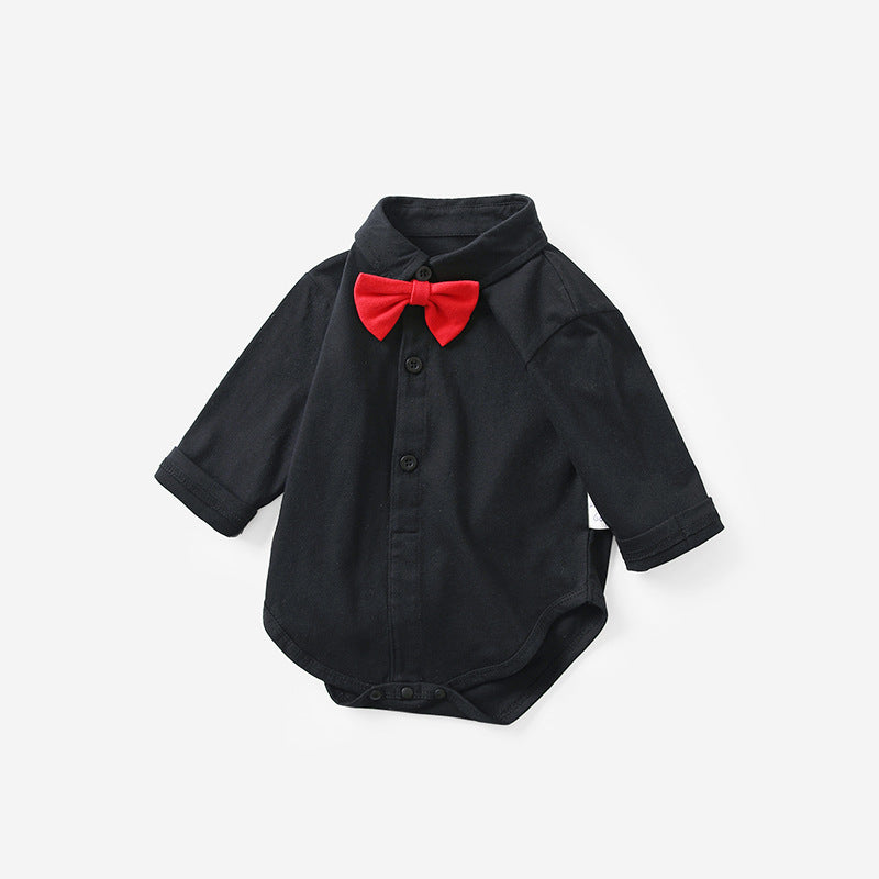 Baby Boys Solid Color Bow Birthday Party Rompers Wholesale 221221262