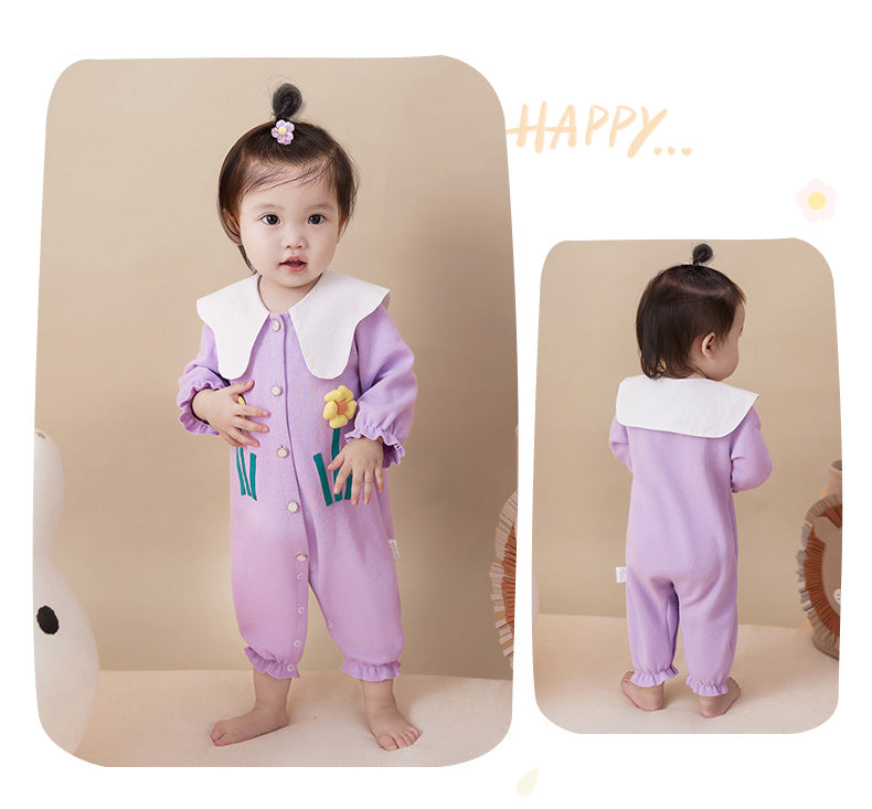 Baby Girls Color-blocking Flower Jumpsuits Wholesale 221221275