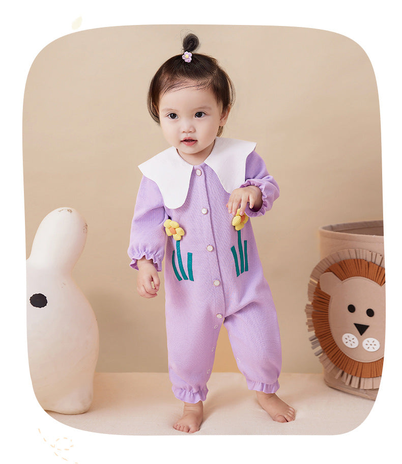 Baby Girls Color-blocking Flower Jumpsuits Wholesale 221221275