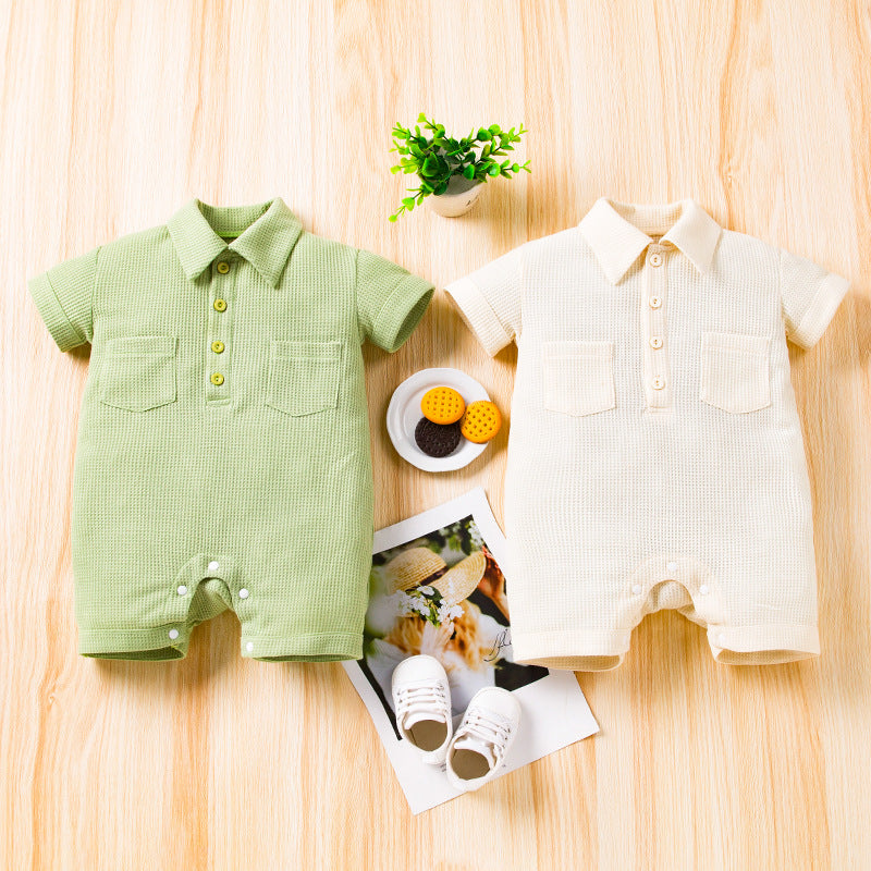 Baby Unisex Solid Color Rompers Wholesale 221221280