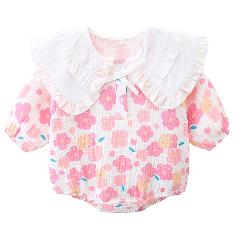 Baby Girls Flower Print Rompers Wholesale 221221285