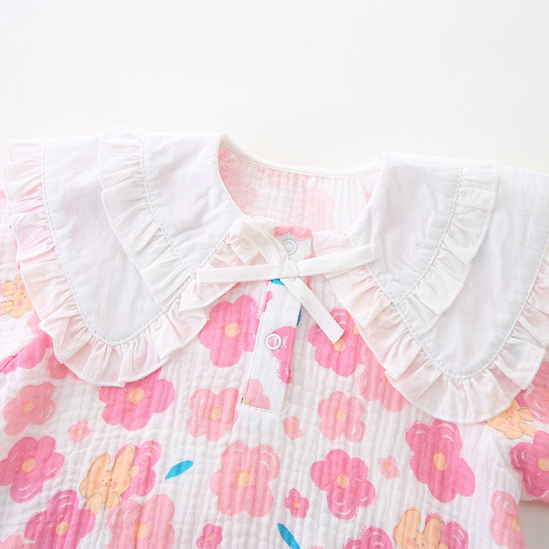 Baby Girls Flower Print Rompers Wholesale 221221285