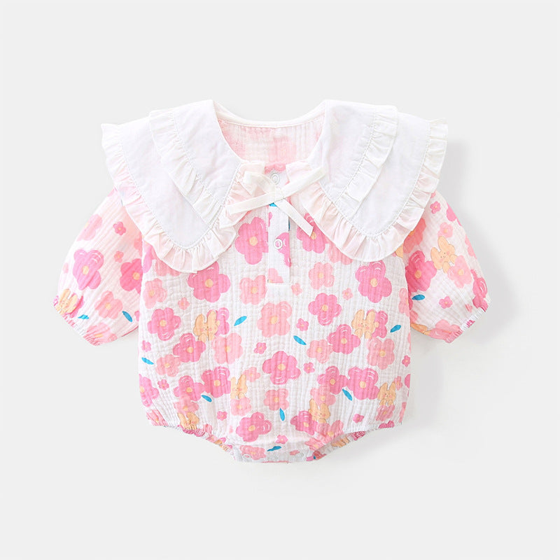 Baby Girls Flower Print Rompers Wholesale 221221285