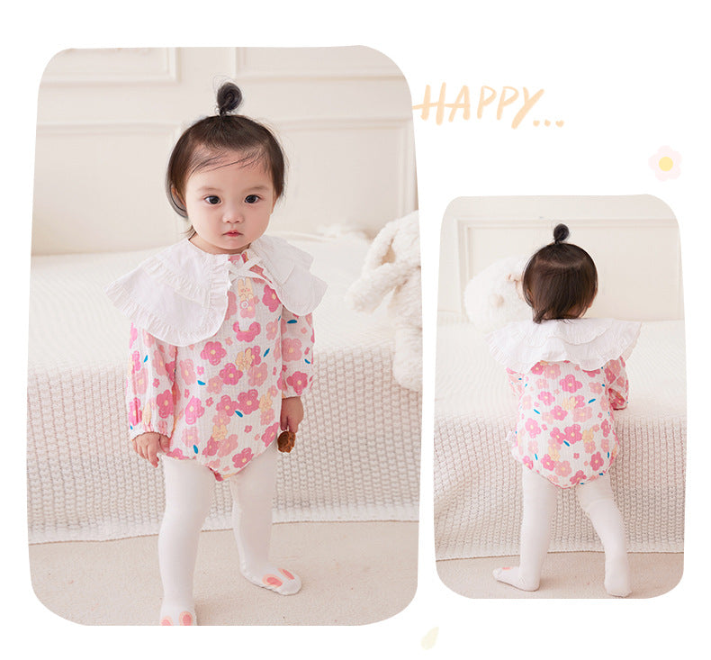 Baby Girls Flower Print Rompers Wholesale 221221285