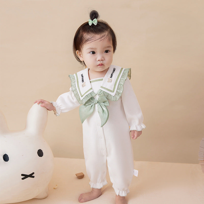 Baby Girls Bow Embroidered Jumpsuits Wholesale 221221302