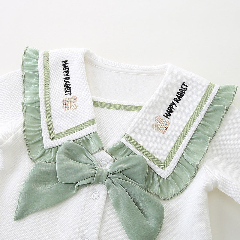 Baby Girls Bow Embroidered Jumpsuits Wholesale 221221302