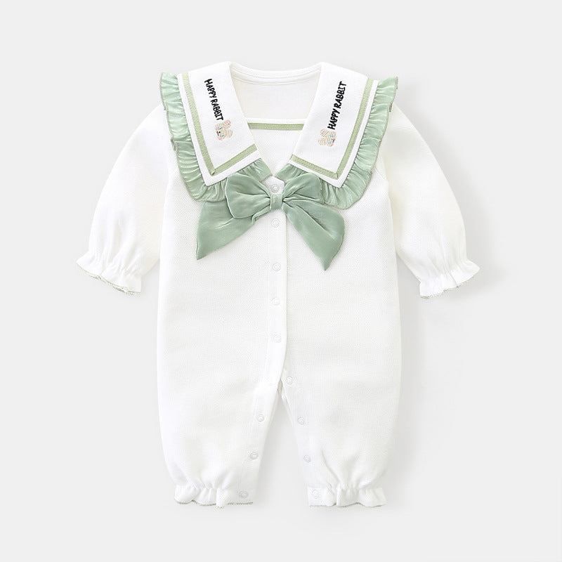 Baby Girls Bow Embroidered Jumpsuits Wholesale 221221302