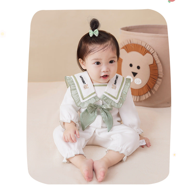 Baby Girls Bow Embroidered Jumpsuits Wholesale 221221302