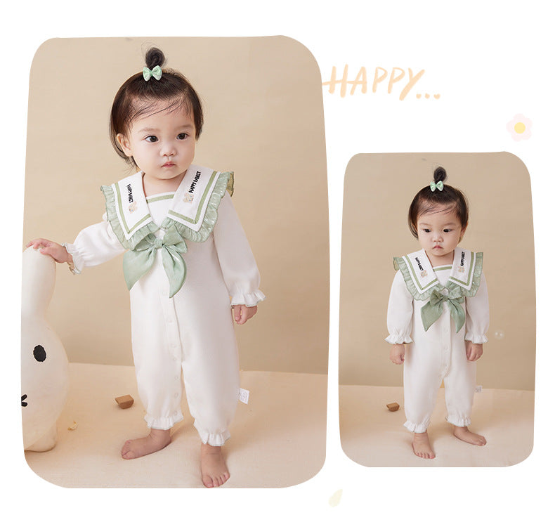 Baby Girls Bow Embroidered Jumpsuits Wholesale 221221302