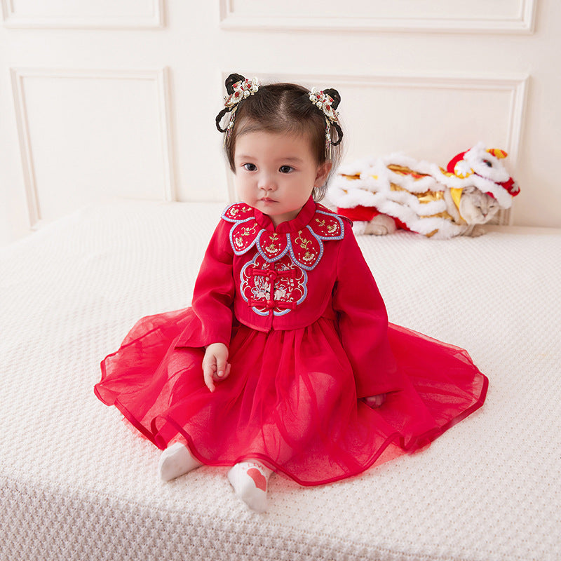 Baby Kid Girls Flower Embroidered Dresses Wholesale 221221305