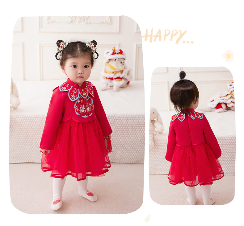 Baby Kid Girls Flower Embroidered Dresses Wholesale 221221305