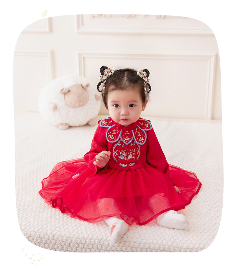 Baby Kid Girls Flower Embroidered Dresses Wholesale 221221305