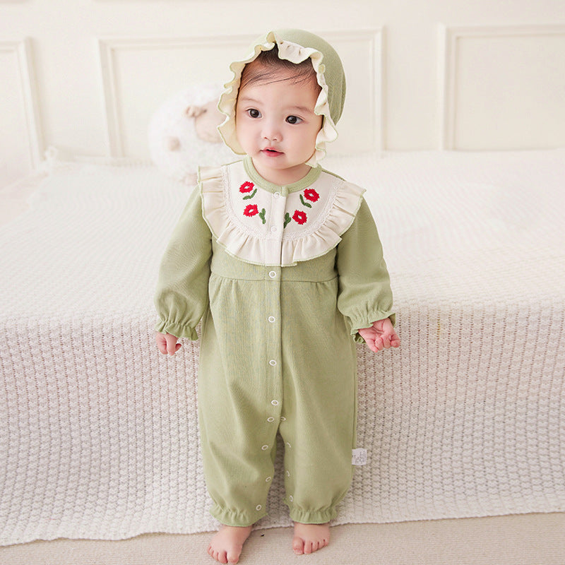 Baby Girls Flower Embroidered Jumpsuits Wholesale 221221307