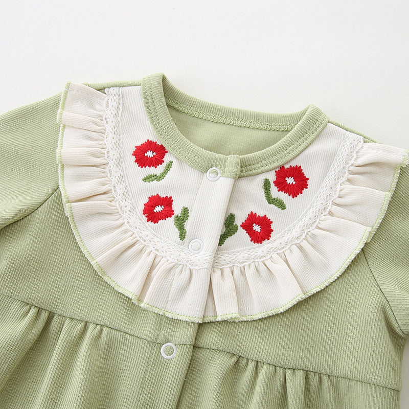 Baby Girls Flower Embroidered Jumpsuits Wholesale 221221307