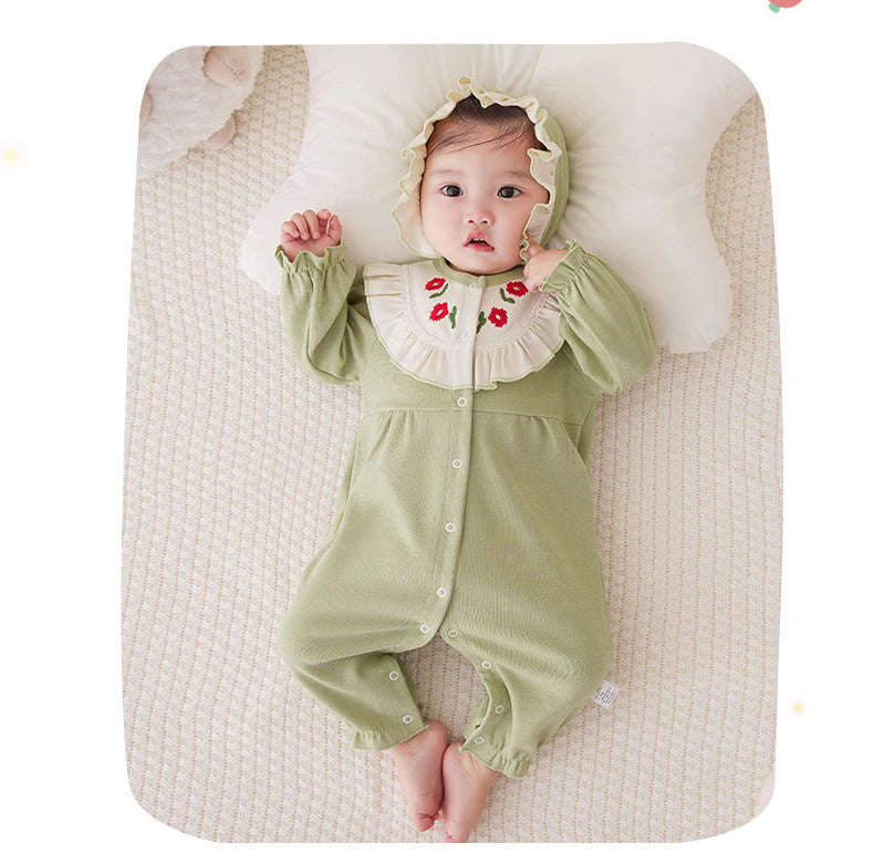 Baby Girls Flower Embroidered Jumpsuits Wholesale 221221307