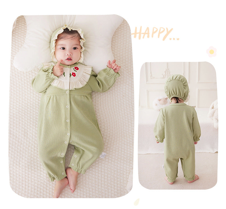 Baby Girls Flower Embroidered Jumpsuits Wholesale 221221307