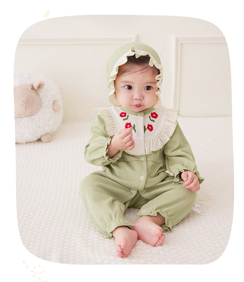 Baby Girls Flower Embroidered Jumpsuits Wholesale 221221307