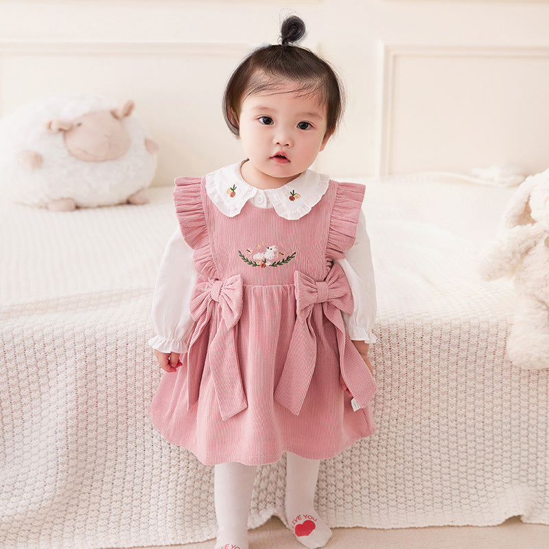 2 Pieces Set Baby Kid Girls Flower Embroidered Tops And Dresses Wholesale 221221308