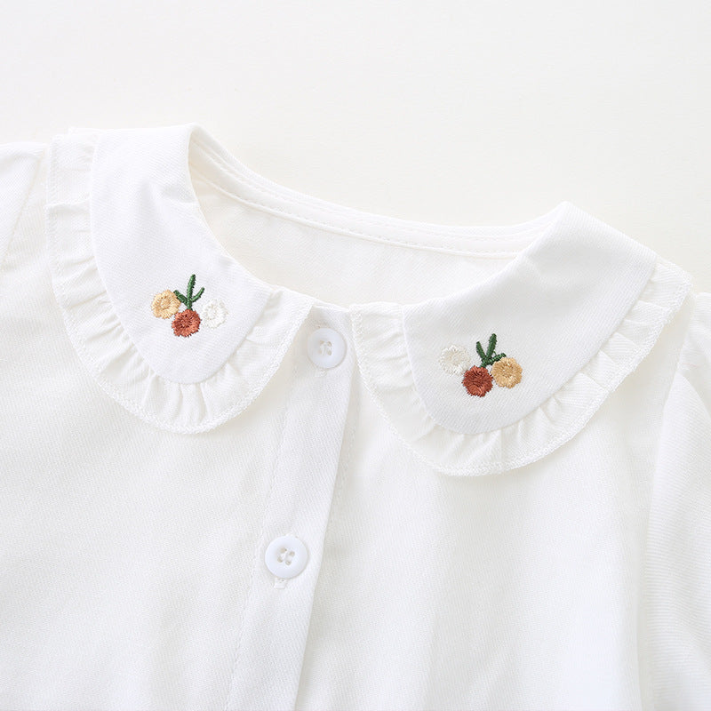 2 Pieces Set Baby Kid Girls Flower Embroidered Tops And Dresses Wholesale 221221308