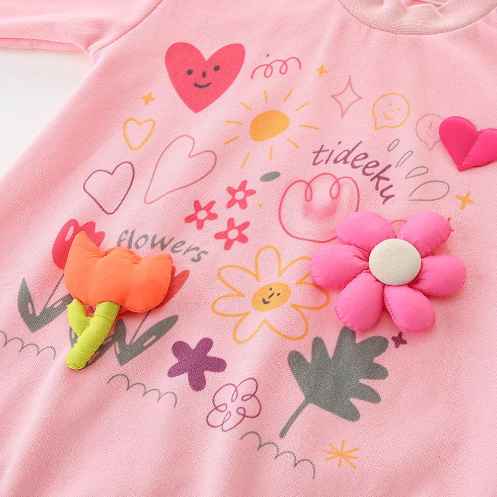 Baby Girls Flower Love heart Print Rompers Wholesale 221221309