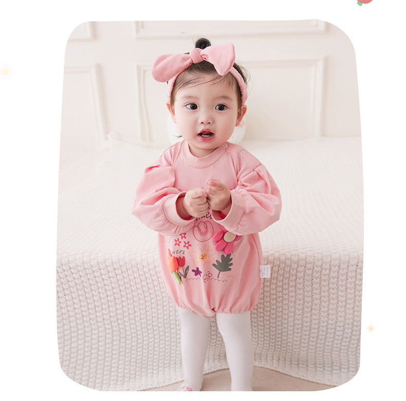 Baby Girls Flower Love heart Print Rompers Wholesale 221221309