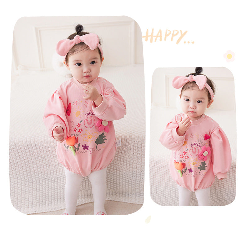 Baby Girls Flower Love heart Print Rompers Wholesale 221221309