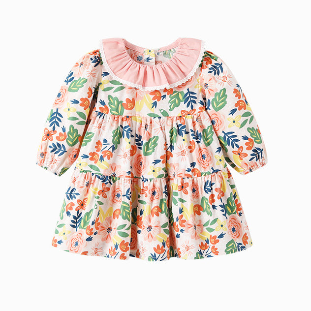 Baby Kid Girls Flower Print Dresses Wholesale 221221319