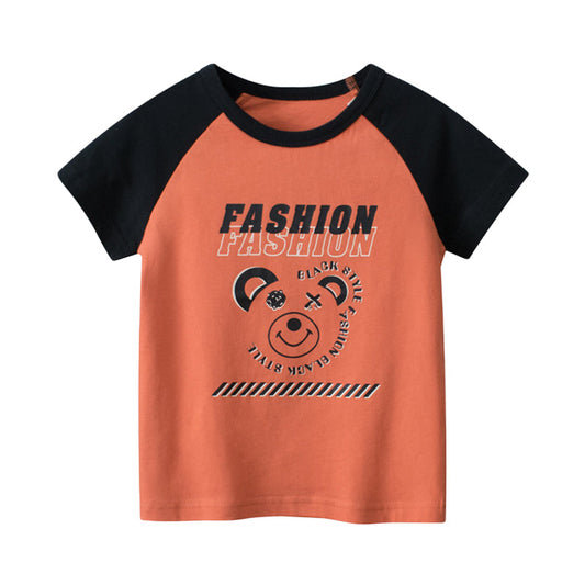 Baby Kid Boys Letters Color-blocking Cartoon Print Tops Wholesale 221221338