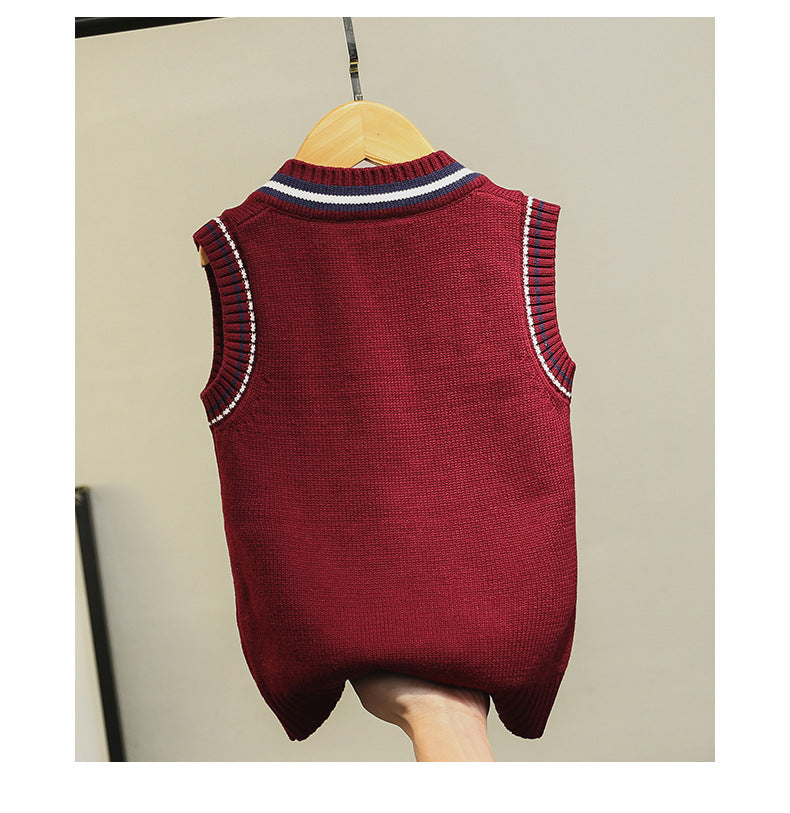 Kid Big Kid Unisex Solid Color Vests Waistcoats Knitwear Wholesale 22122612