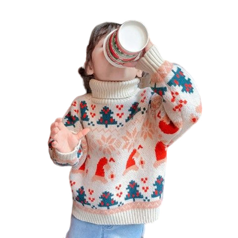 Baby Kid Girls Cartoon Plant Crochet Christmas Sweaters Wholesale 221226128