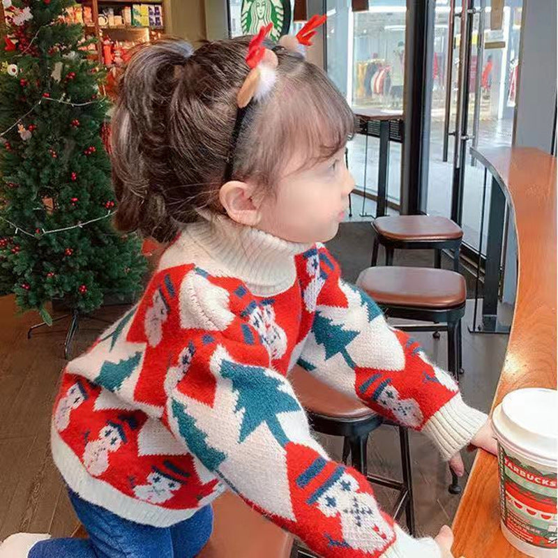 Baby Kid Girls Cartoon Plant Crochet Christmas Sweaters Wholesale 221226128