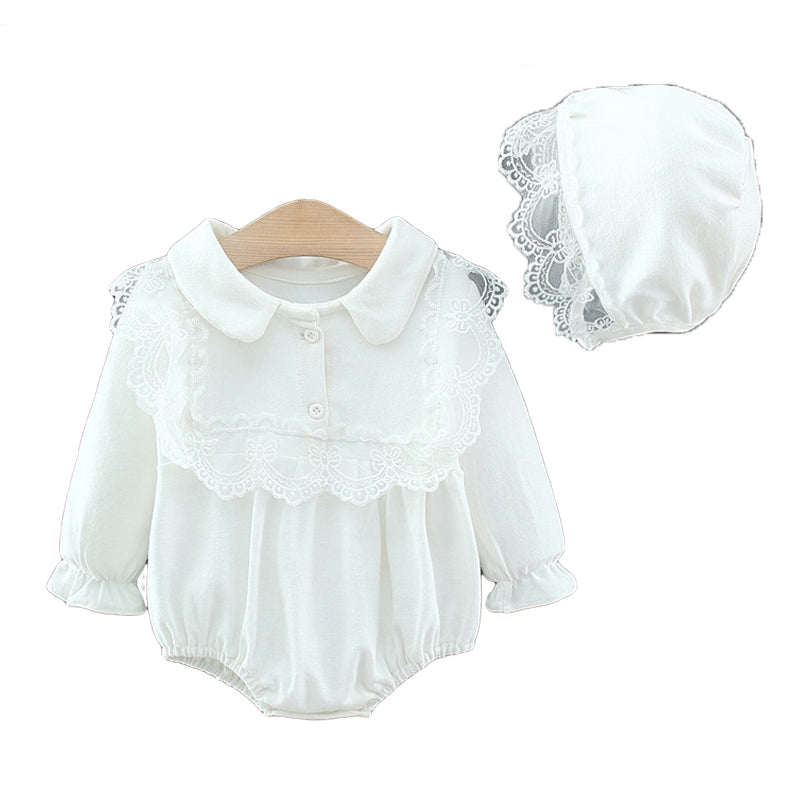 Baby Girls Solid Color Lace Rompers Wholesale 221226148