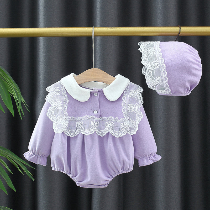 Baby Girls Solid Color Lace Rompers Wholesale 221226148