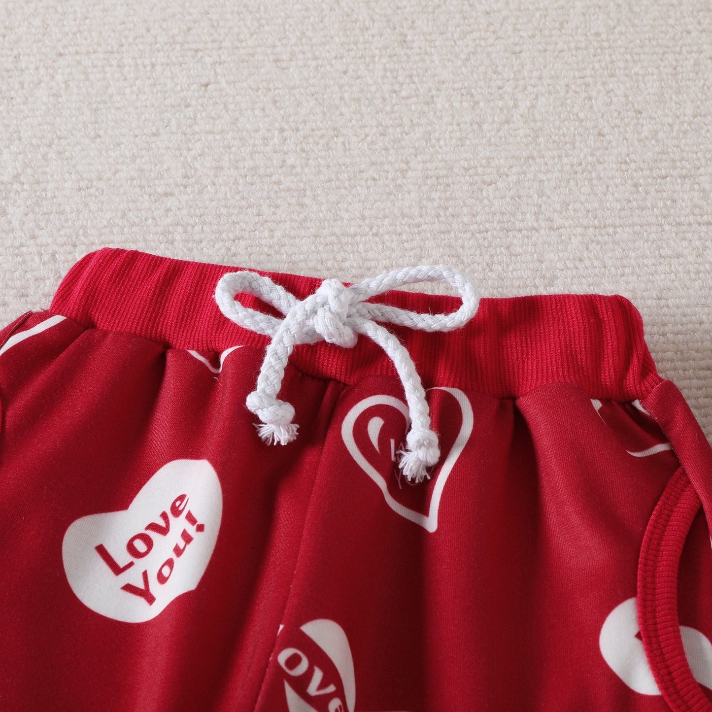 2 Pieces Set Baby Kid Unisex Valentine's Day Letters Love heart Print Hoodies Swearshirts And Ribbon Pants Wholesale 221226250