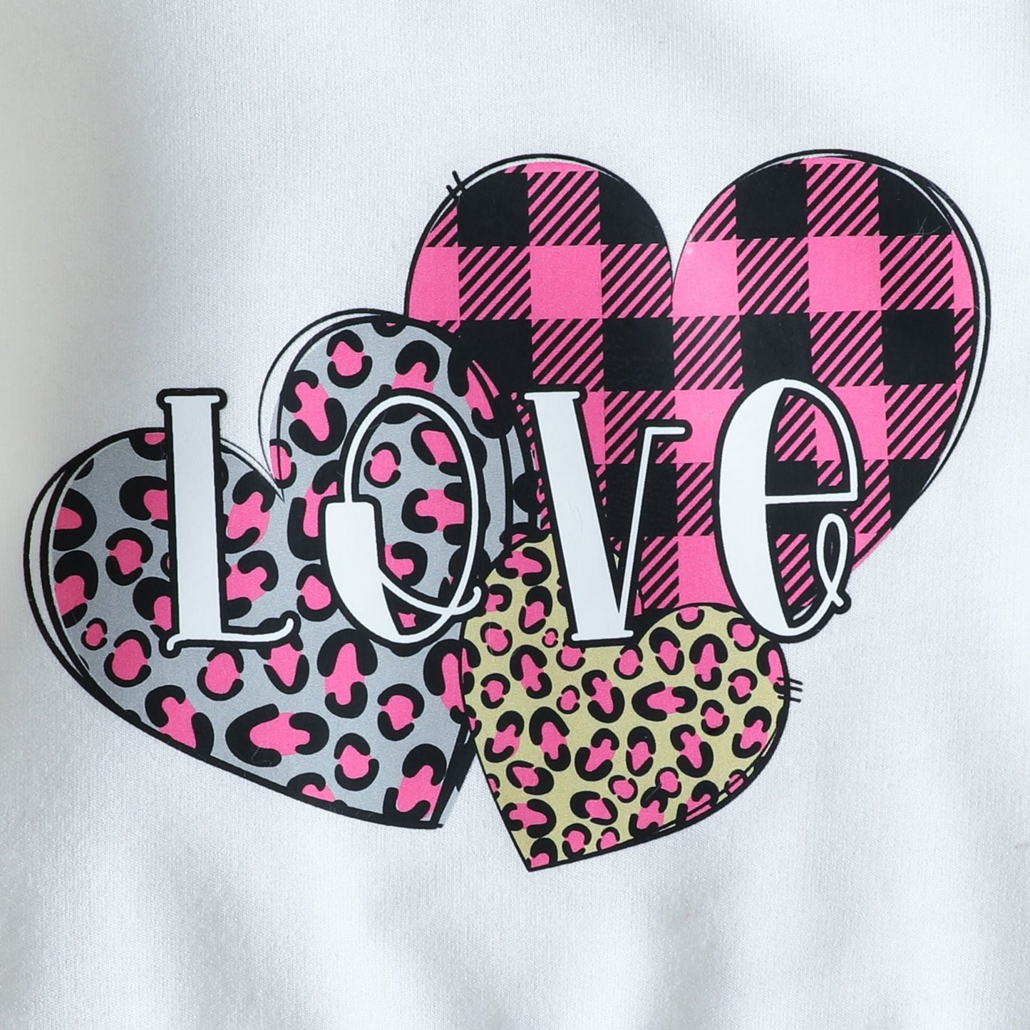 2 Pieces Set Baby Kid Girls Valentine's Day Letters Love heart Print Hoodies Swearshirts And Checked Pants Wholesale 221226251