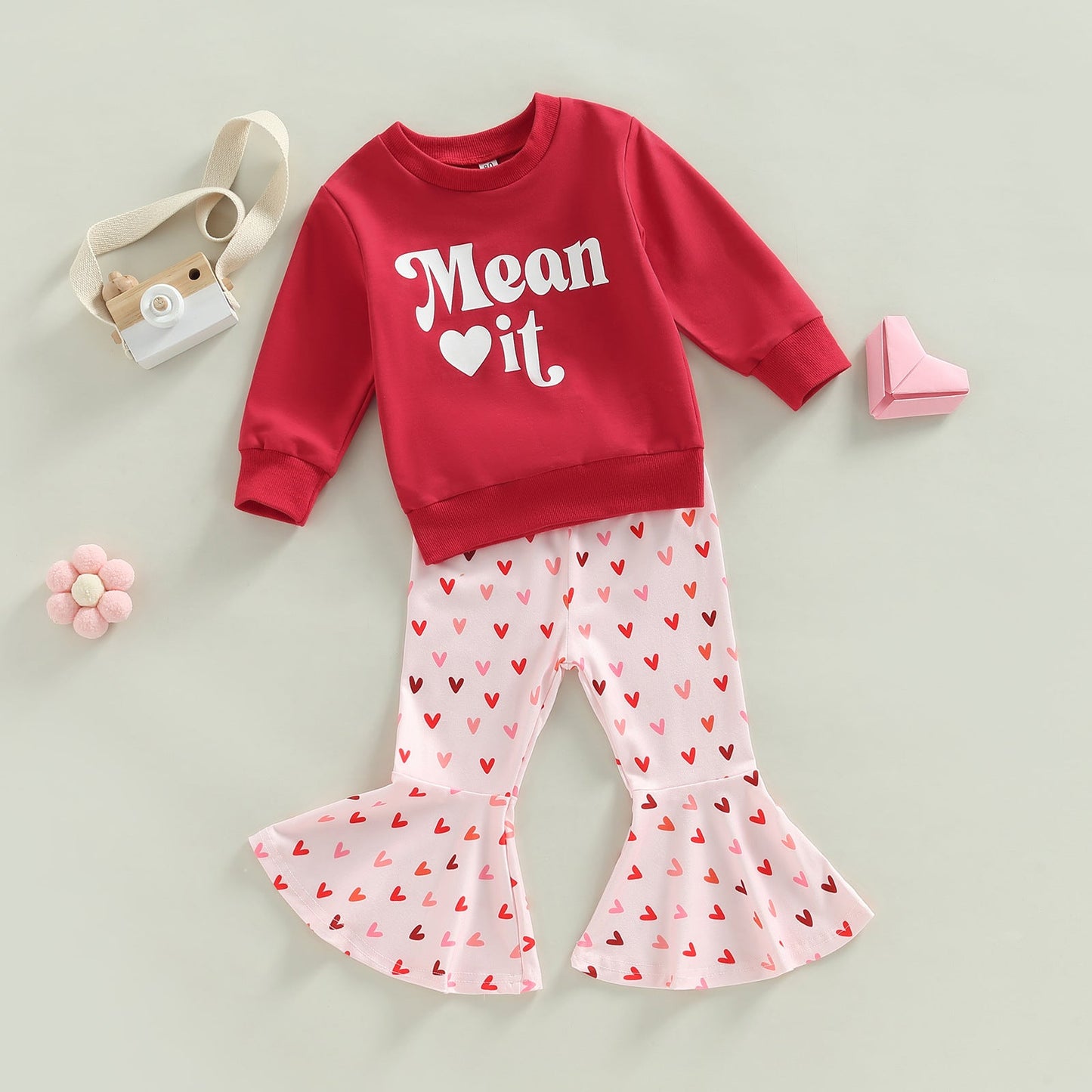 2 Pieces Set Baby Kid Girls Letters Hoodies Swearshirts And Love heart Print Pants Wholesale 221226252