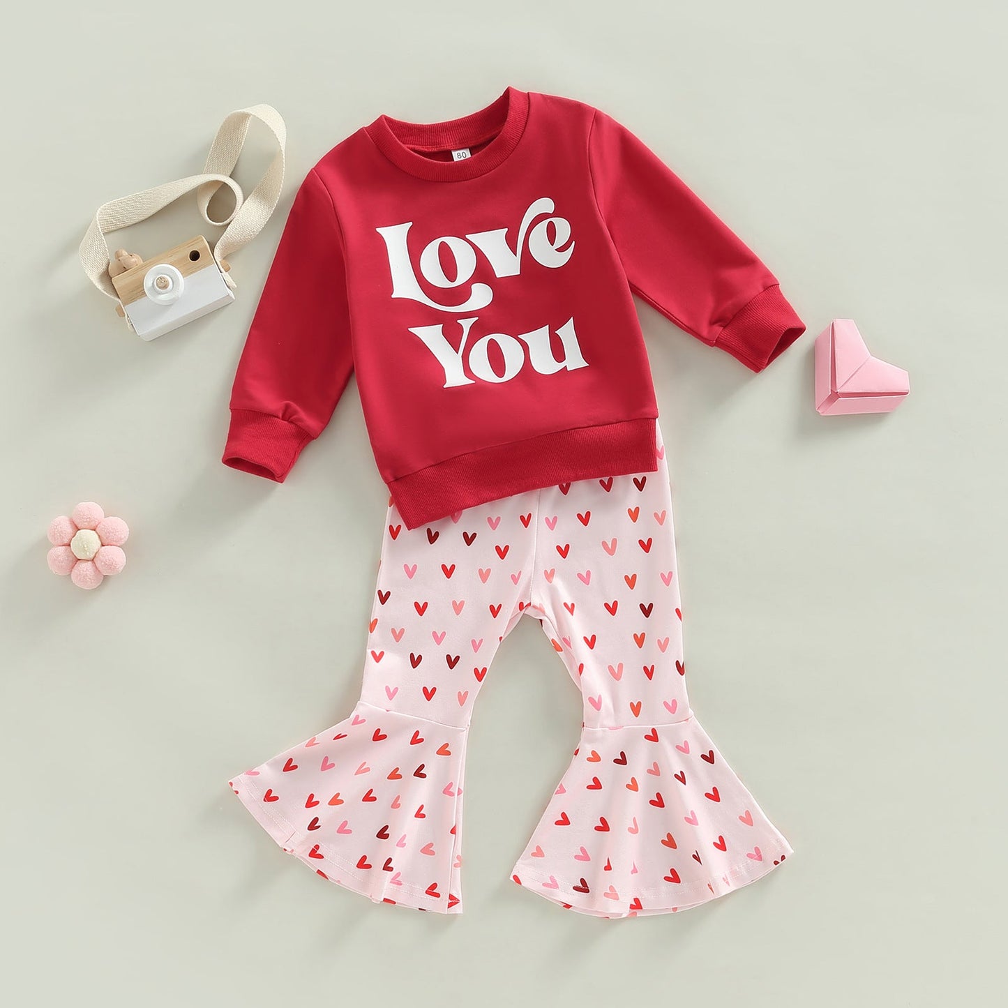 2 Pieces Set Baby Kid Girls Letters Hoodies Swearshirts And Love heart Print Pants Wholesale 221226252