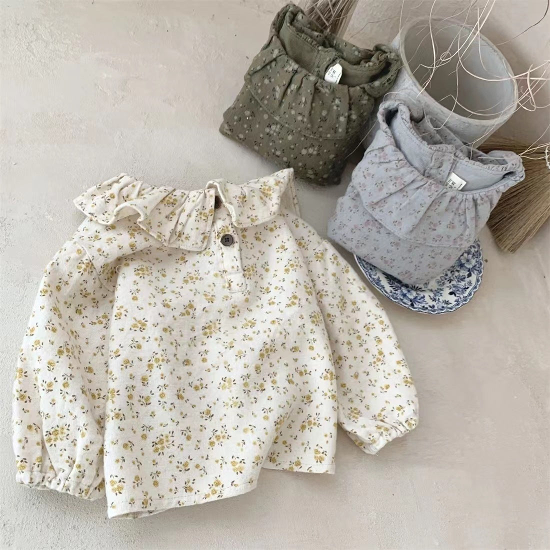 Baby Girls Flower Print Tops Wholesale 221226270