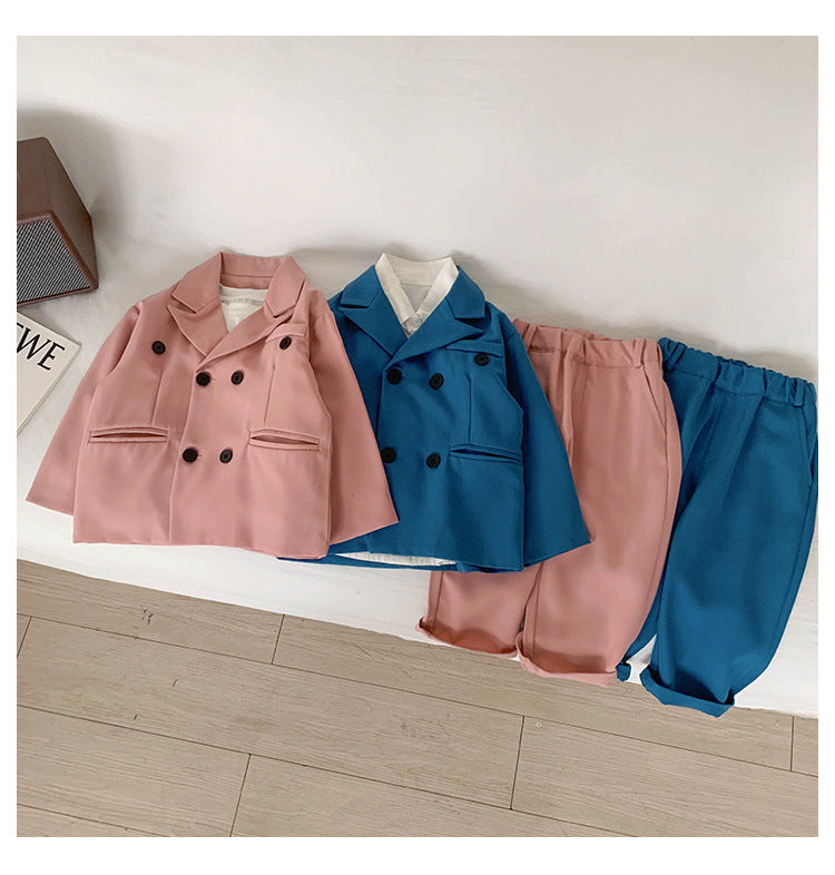 2 Pieces Set Baby Kid Boys Solid Color Blazers And Pants Suits Wholesale 221226380