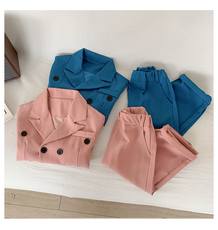 2 Pieces Set Baby Kid Boys Solid Color Blazers And Pants Suits Wholesale 221226380