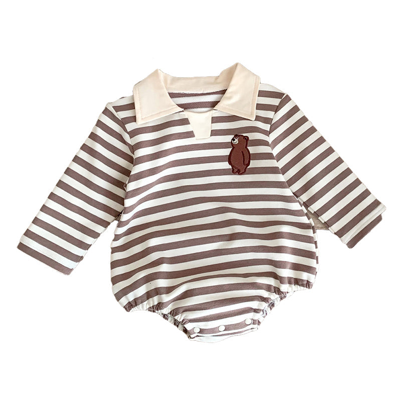 Baby Unisex Striped Cartoon Embroidered Rompers Wholesale 221226386